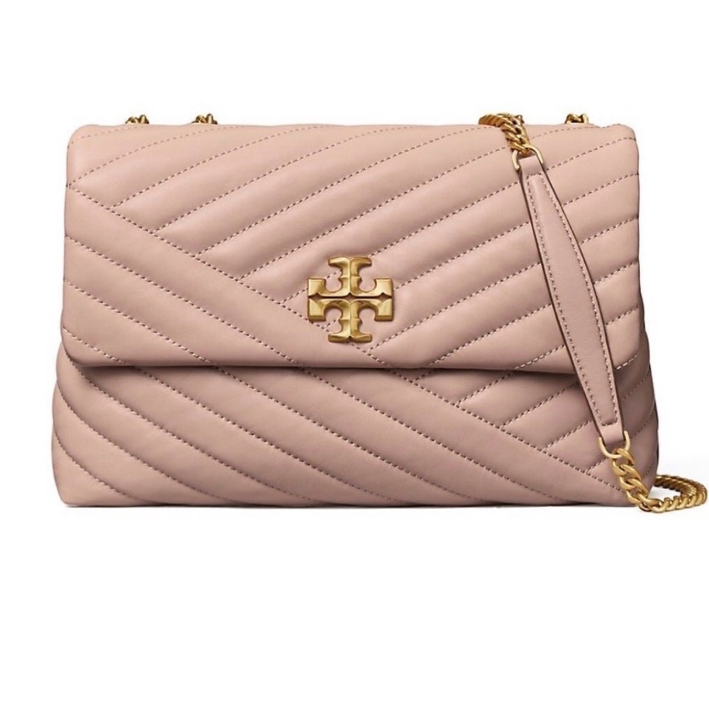 NWOT Tory Burch Kira Chevron Quilted Leather Convertible Bag Meadow Sweet